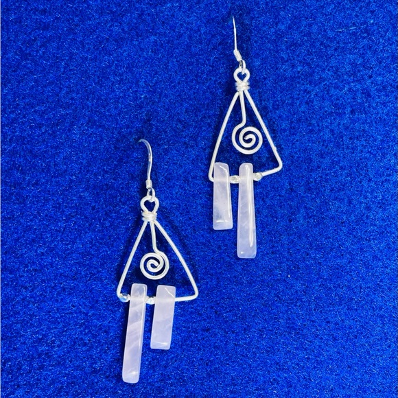 Flirty Sterling Silver Earrings w/Crystal Dangles. FREE Shipping - Picture 4 of 4